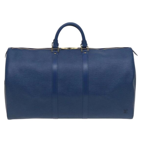 LOUIS VUITTON Epi Keepall 55 Boston Bag Toledo Blue - Picture 2 of 15